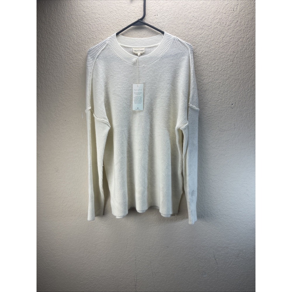 Thread and Supply Womens Soft Warm Cozy Long Sleeve Bordeaux Pullover Sweater S